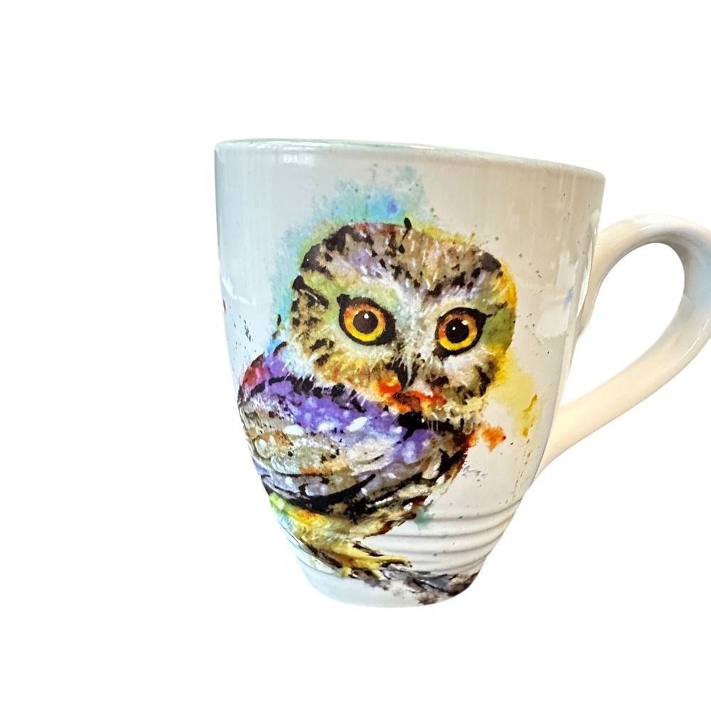 Dean Crouser Demdaco Owl Mug Watercolor Art Ceramic Microwave Dishwasher Safe